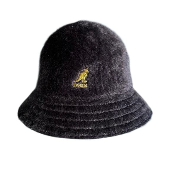 Vintage Kangol Fagora Casual Bucket Hat Sz S Black Faux Fur Hip Hop Y2k Street